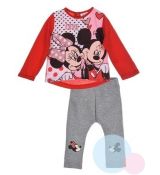 Dívčí komplet červené tričko a teplé šedé legíny Minnie a Mickey